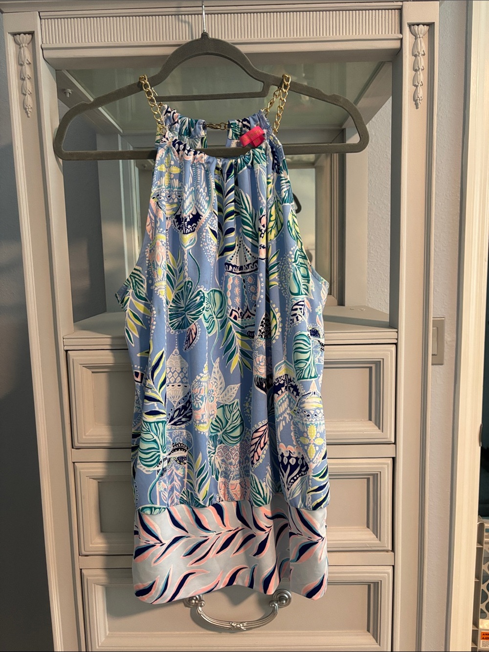 Lilly Pulitzer Blue Multi-Color Halter Tank Top